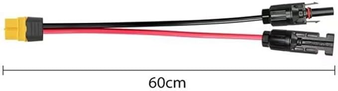 Solar Panel Connector to XT60 Extension Cable 12AWG, Solar Adapter Male Female to XT60 Input Port for Portable Power Station & Solar Generator (2FT)