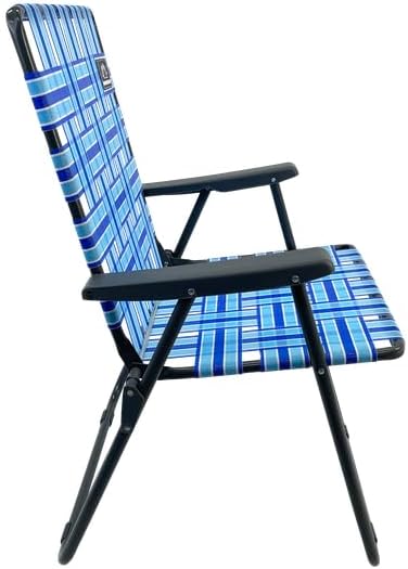 MOUNTAIN SUMMIT GEAR Retro Webbed Camping Chair - Lightweight, Foldable, Durable Steel Frame, 300lb Capacity, Vintage Stripes by Caddis Sports (4, Ocean Blue)