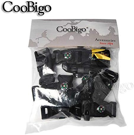 CooBigo 5/8" Compass Whistle Buckle Plastic Paracord Bracelet Outdoor Camping Emergency Survival Travel Kits