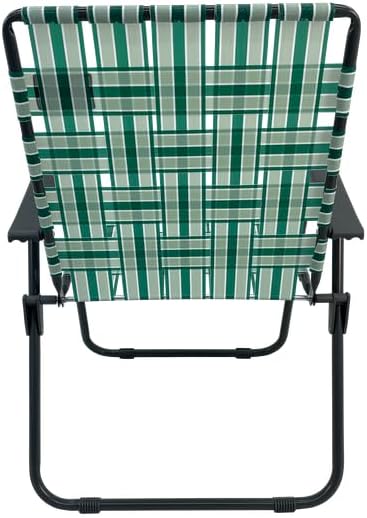 MOUNTAIN SUMMIT GEAR Retro Webbed Camping Chair - Lightweight, Foldable, Durable Steel Frame, 300lb Capacity, Vintage Stripes by Caddis Sports (1, Sage Green)