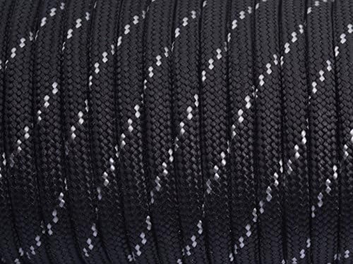 7 Strand Core 550lb Paracord Parachute Cord Lanyard Mil Spec Type III-100ft (Black+Gray(86#))