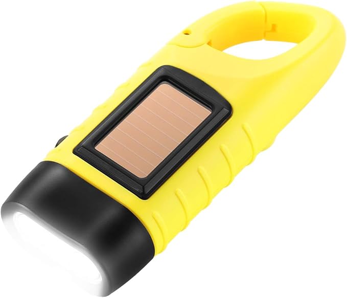 Simpeak 2-Pack Hand Crank Solar Powered Emergency LED Flashlight, Survival Flashlight with Dynamo Torch for Outdoor Sports, Yellow