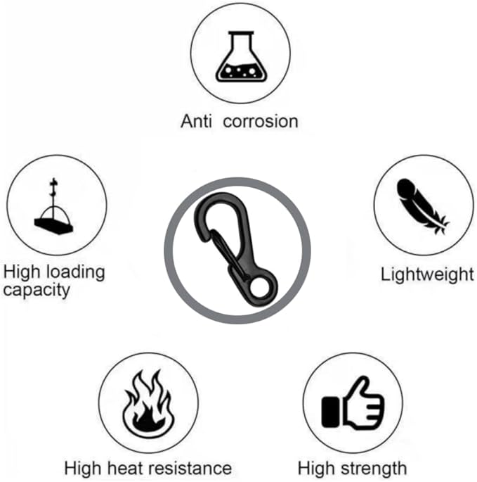 Stainless steelMini SF Carabiner Clips Tiny Spring Snap Hook Keychain Clasps EDC Small Hanging Buckle for Backpack Camping Bottle Using Accessories Paracord Tactical Survival Gear(4-PCS )