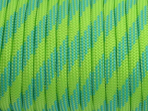 7 Strand Core 550lb Paracord Parachute Cord Lanyard Mil Spec Type III-100ft (Neon Green+Acid Blue(93#))