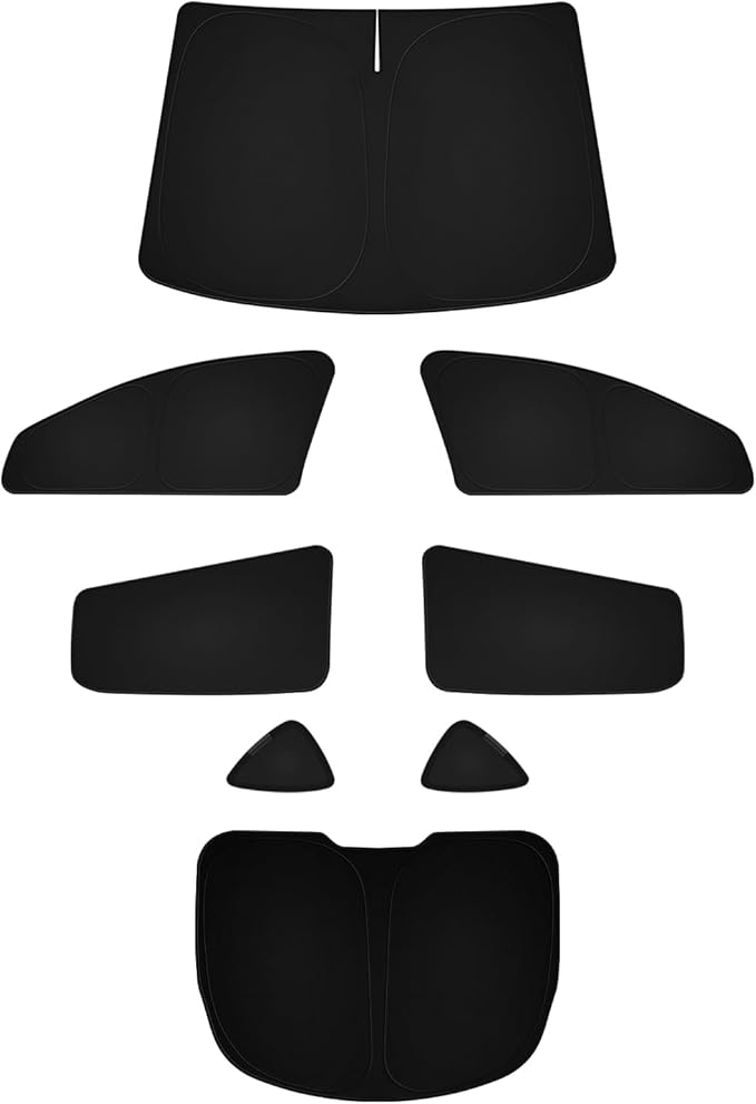 Full Set 8PCS Window Shades for Tesla Model Y Juniper 2025 2026 (Only fit for Model Y Juniper) (2 Sides Black) Accessories for Juniper Side Window Cover Privacy All Window Front Windshield Side Window