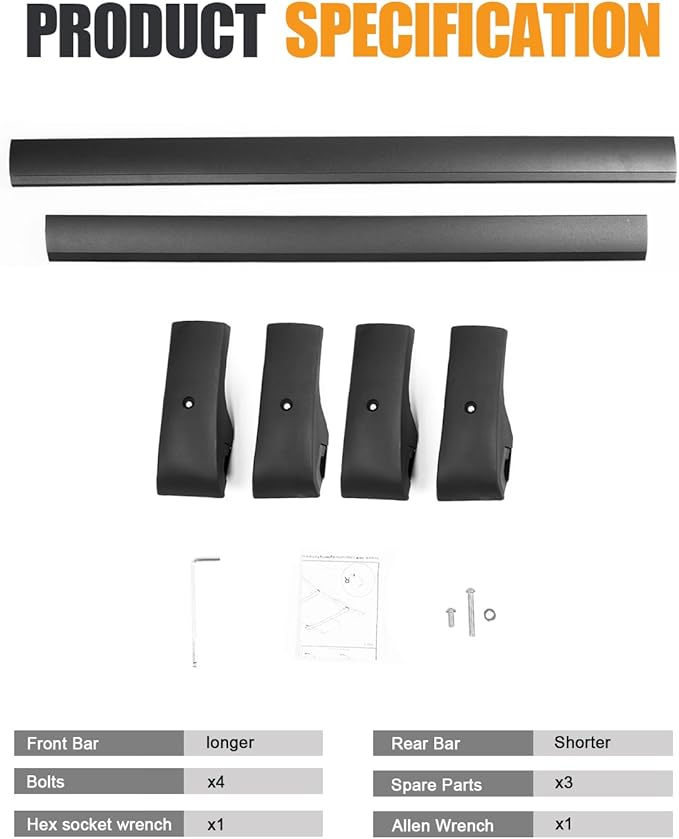 KINGGERI Roof Rack Cross Bars Fit for Volkswagen Tiguan 2018 2019 2020 2021 2022 2023 2024 2025 2026 and Taos 2022-2026, Aluminum Roof Rails Crossbars Rooftop Cargo Luggage Rails Kayak Skiboard Black