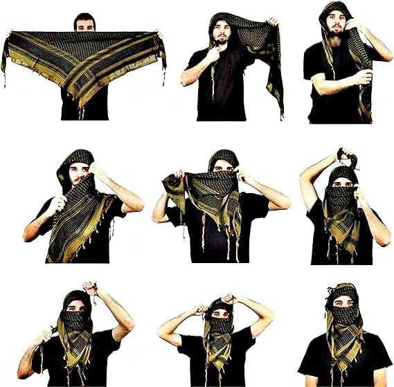 Aonal Military Shemagh Tactical Desert Scarf, 100% Cotton Keffiyeh Neck Head Scarf Wrap for Men Women