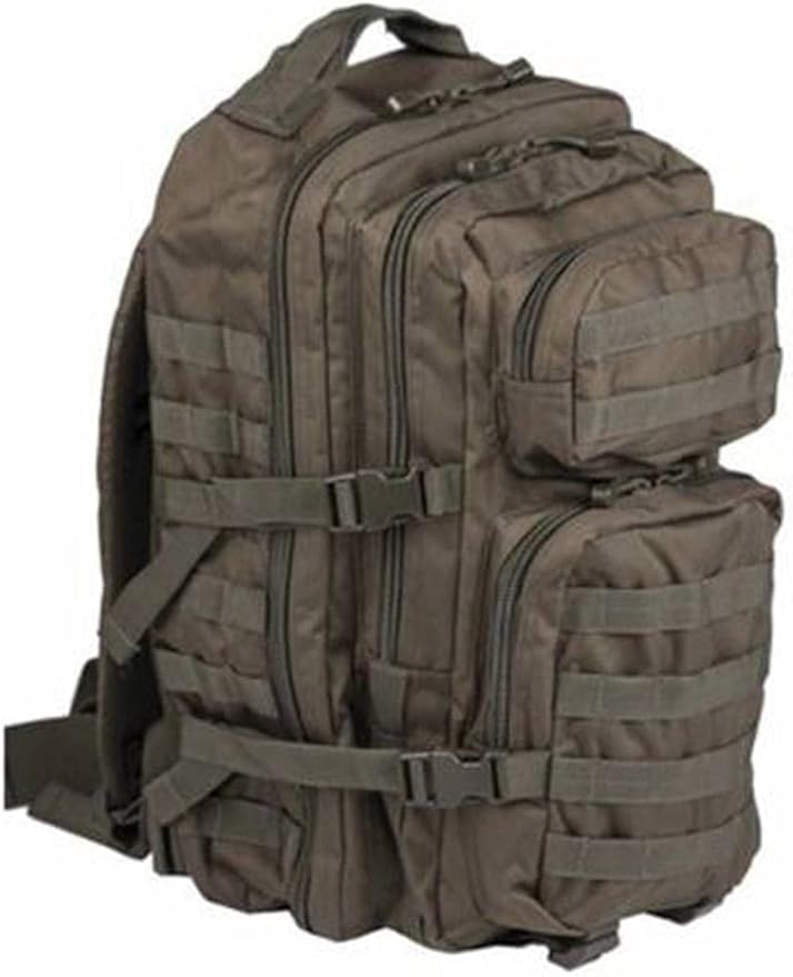 Mil-Tec Unisex Assault Pack - Rugged Durable Lightweight Ergonomic Versatile Tactical Outdoor Camping Hiking Backpack with Adjustable Padded Shoulder Straps & MOLLE Loops, Olive Drab, 20L