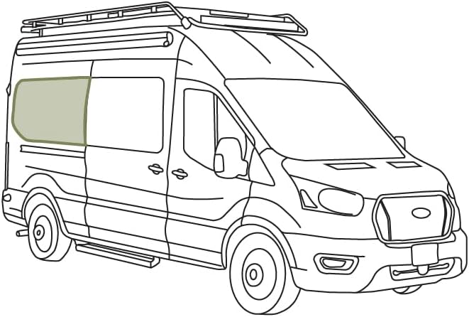 VanEssential Full Plastic Trim Rear Qtr RH (Passenger Side) Window Cover Designed for Ford Transit High/Medium Roof 130 Length Van Year 2015 to Current - Charcoal Gray