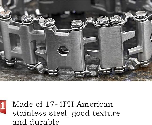 Multitool Bracelet 29 in 1 Tools Bracelet for Men, Stainless Steel Multi-Functional Tool, Dressing Up, Stylish Pratical Wristband, Great Gift Ideas for Fathers Day, Husband.