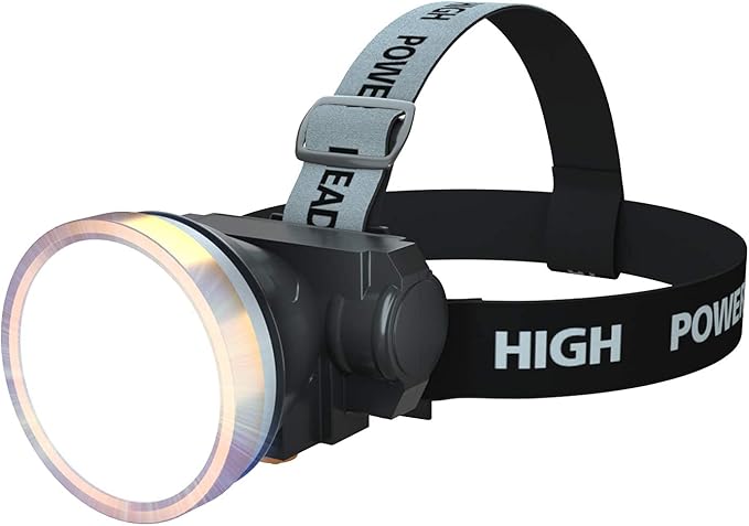 ODEAR Rechargeable Headlamp, Super Bright LED Head Lamp Flashlight Waterproof Headlight with Built in Battery for Outdoor Camping Fishing Hiking Running Right Ride