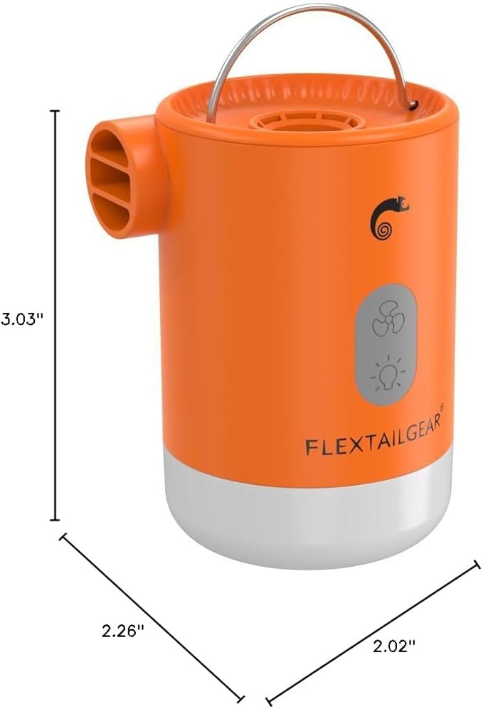 FLEXTAILGEAR 4.5kPa Air Pump for Inflatables, Portable Air Pump with Led Light, 3600 mAh Rechargeable Battery Air Mattress Pump Inflator Pump for Pool Floats Boats Sleeping Pads Inflatable Toys
