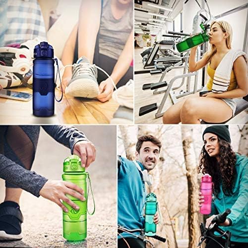 ZORRI Sports Water Bottle, 400/500/700ml/1L, BPA Free Leak Proof Tritan Lightweight Bottles for Outdoors,Camping,Cycling,Fitness,Gym,Yoga- Kids/Adults Drink Bottles with Filter, Lockable Pop Open Lid