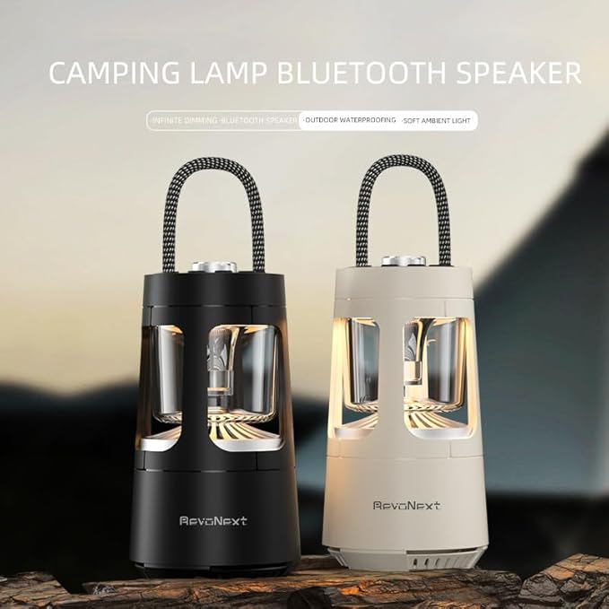 LED Camping Lantern Rechargeable,Outdoor Bluetooth Speakers, 4000mAh ,IPX4 Waterproof ,Dimmable Tent Lights for Power Outages, Decorations for Party Garden Patio/Pool(White)