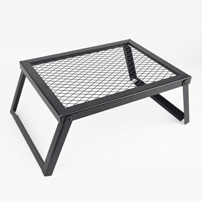 Extra-Thick Portable Folding BBQ Grill-Camping Iron Electrophoresis Rustproof Grill with Heat-Resistant Grid,Doublesas Dish Rack & CampTable(15.9''x11.8''x7.3'')