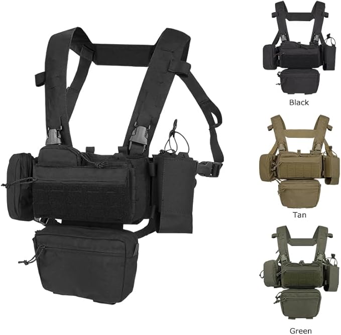 Tactical Chest Mini Rig 1000D Quick Release Multifunctional Tactical Vest Outdoor with Multi-Pockets