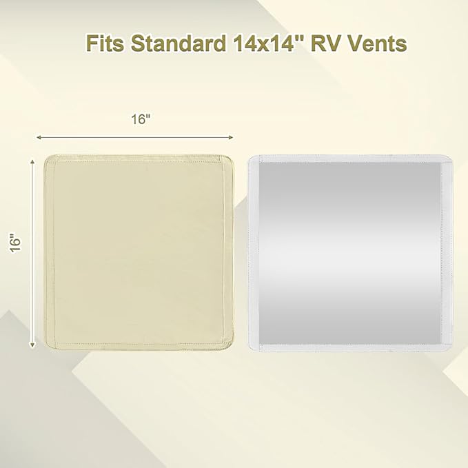 RV Roof Vent Skylight Insulator Window Cover, Sun Blackout Fabric for Camper (16 x 16 inch)- Beige