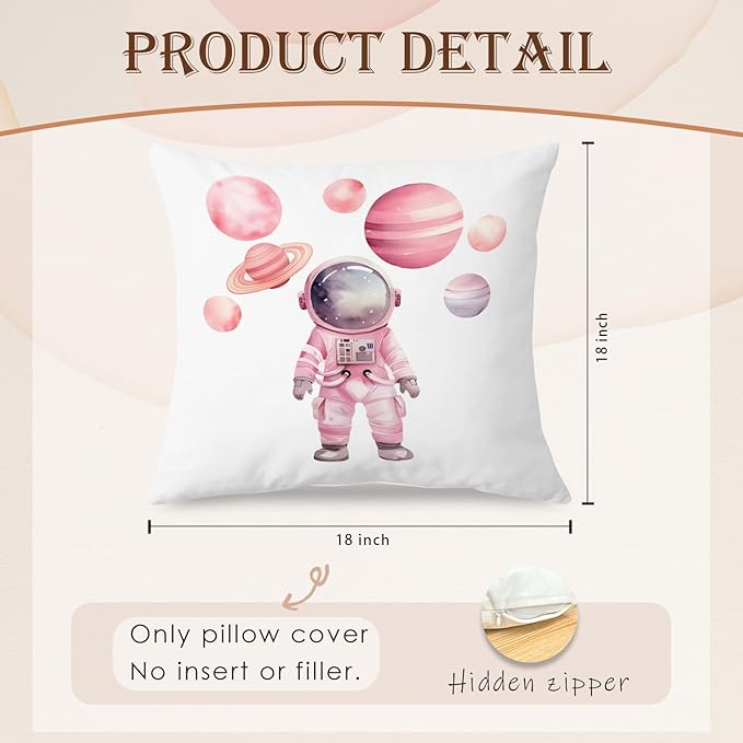 SPBL&L Pink Space Pillow Covers 18x18, Pink Space Decor for Girls Room, Space Themed Bedroom Decor, Space Room Decor, Space Party Decorations, Space Nursery Decor, Kids Space Room Decor, Set of 2