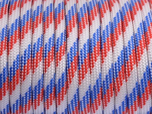 7 Strand Core 550lb Paracord Parachute Cord Lanyard Mil Spec Type III-100ft (Red+White+Blue Camo(90#))