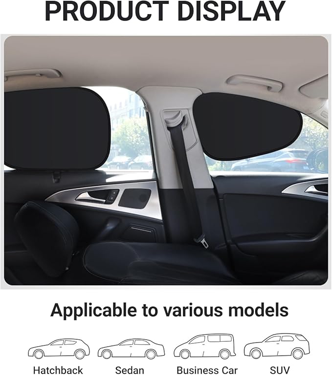 Car Side Window Sun Shades, 4 PCS Front and Rear Window Sunshades Privacy Curtains, Sun Glare and UV Rays Protection, Block Light for Breastfeeding, Taking a nap, Changing Clothes, Camping