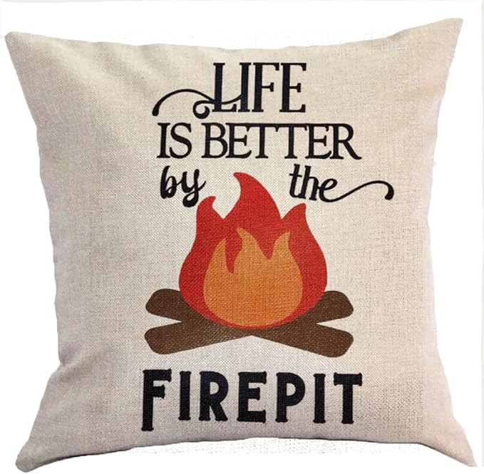Life is Better by The Firepit Pillow Covers 18x18 Inch Throw Pillowcases Invisible Zipper Square Color:Life is Better by The Firepit