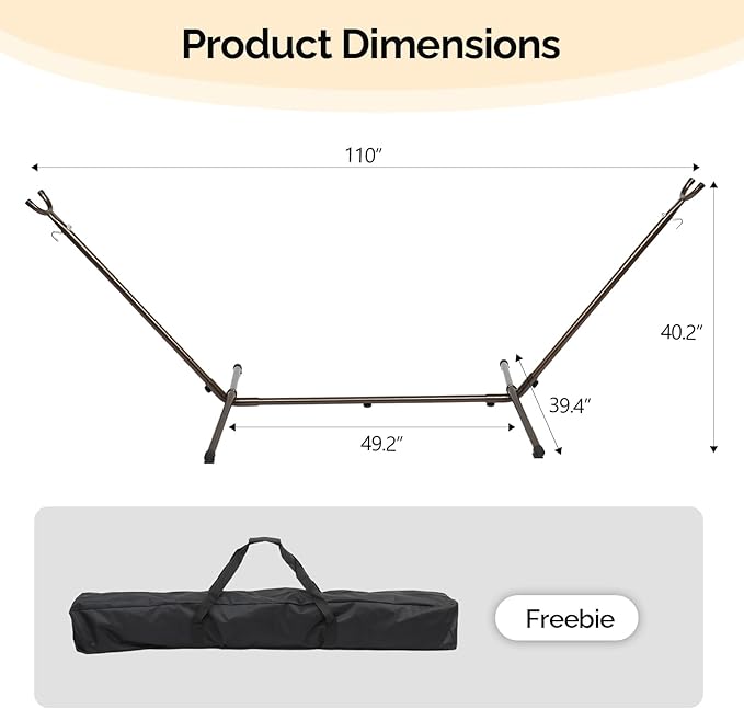 ONCLOUD 9 FT Hammock Stand Only, Heavy Duty Adjustable Indoor Outdoor Space Saving Steel Stand with Carrying Case, Universal Hammock Stand with 450 Pounds Capacity for Garden (Antique Bronze Finish)