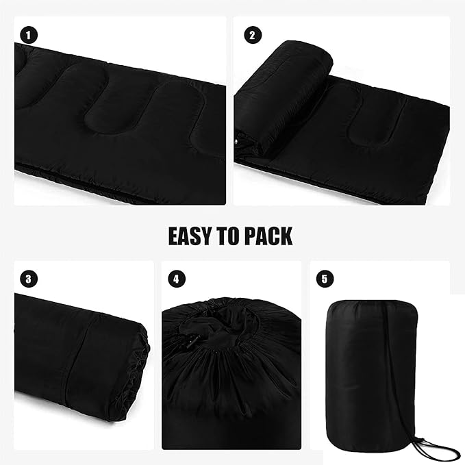 Envelope Sleeping Bags 4 Seasons Warm or Cold Lightweight Indoor Outdoor Sleeping Bags for Adults, Backpacking, Camping