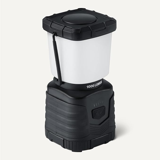 Amazon Basics Camping Essentials Lantern, 360-degree 1000 Lumen Lanterns, Adjustable dimmable, Black (Batteries Not Included)