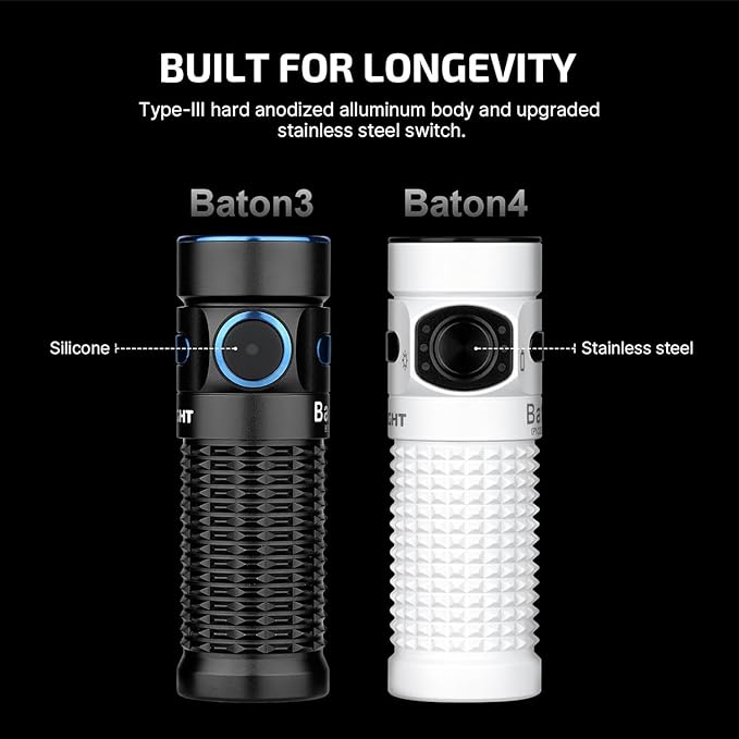 OLIGHT Baton4 Premium Edition EDC Flashlights 1300 Lumens with Type-C Charging Box, Powered by Rechargeable Battery, Small Bright Light IPX8 Waterproof for Emergencies, Outdoors (Guidance)