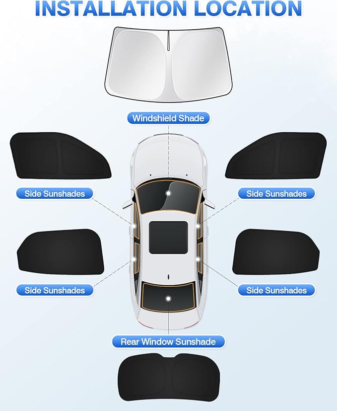 Canvcle Sunshade for 2021-2025 2026 Chevrolet/Chevy Trailblazer Windshield Sun Shade Side Rear Window Shade Cover Sun Visor Shield Privacy Protection Keep Vehicle Cool Black 6PCS