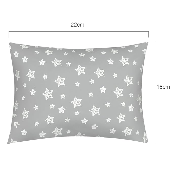 Biloban Youth Pillow for Sleeping 16" x 22", Kid Pillow 16" x 22" for Small Travel Bed, Nap Pillows, Soft & Skin-Friendly Small Pillows for Sleeping, (Grey Star)