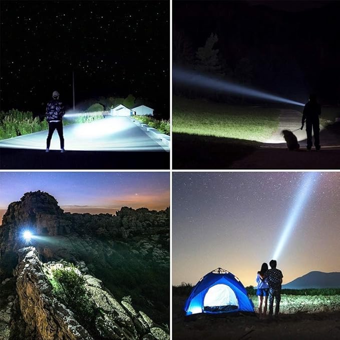 YIERBLUE Rechargeable Spotlight, Super Bright 2000000 High Lumen LED Handheld Spotlight Long Lasting Large Flashlight Searchlight and Flood Camping Flashlight with Foldable Tripod