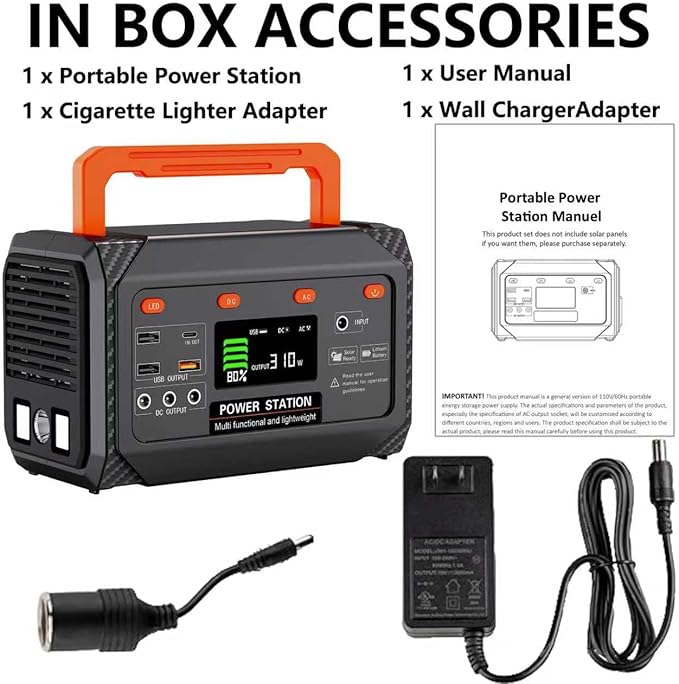 300W Portable Power Station,270Wh Camping Lithum Battery Solar Generator with 2 AC Output, USB-C PD 45W, Quick Charge Battery Pack for Home Use Camping Travel Emergency Hunting