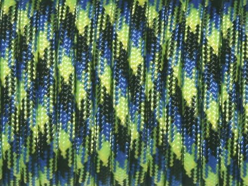 7 Strand Core 550lb Paracord Parachute Cord Lanyard Mil Spec Type III-100ft (Blue +Green Camo(55#))