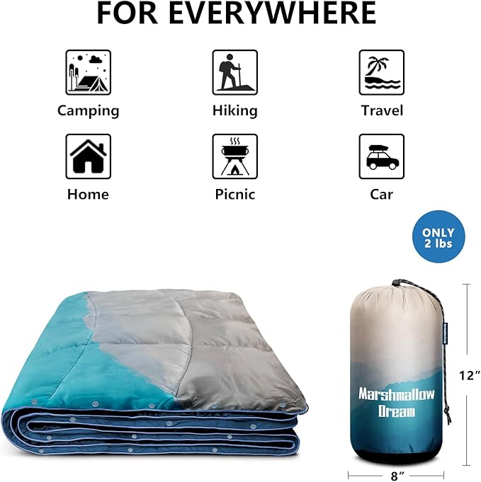 Camping Blanket, Puffy Blanket Lightweight Windproof Water Resistant for Outdoors,Hiking, Backpacking,Beach,Car,Picnic,Stadium