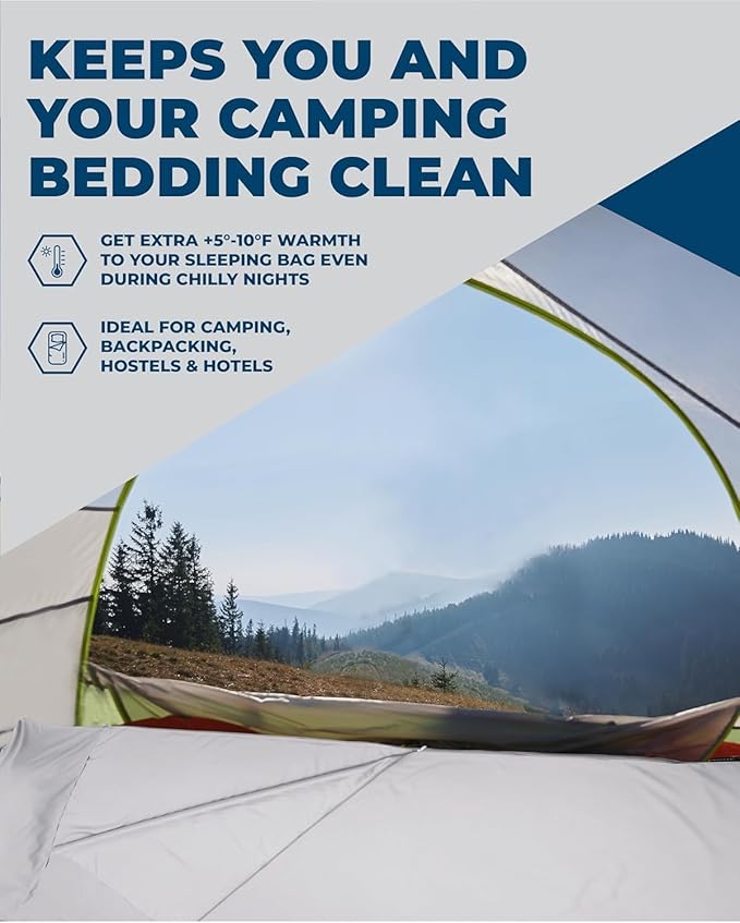 The Friendly Swede Sleeping Bag Liner — Ultralight Polyester or Cold Weather Microfiber Adult Sleep Sack- Camping Sheets - Travel Sleeping Bag with Pocket-Size Stuff Sack