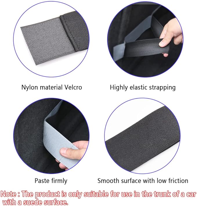 Elastic Car Trunk Organizer Straps with Hook and Loop Tape+2 "Pocket,20"/27.5"/31.5''Car Organizers,Organize the Cluttered Trunk Keeps Items from Rolling Around(31.5inch Long)