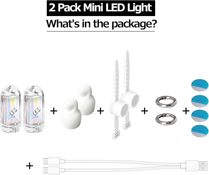 USB Mini LED Lantern, 2 Pack Waterproof EDC Keychain LED Flashlight for Camping, Type-C Rechargeable Battery Small Stick Lamp Puck Dog Collar Torch Light (Warm White+Red)