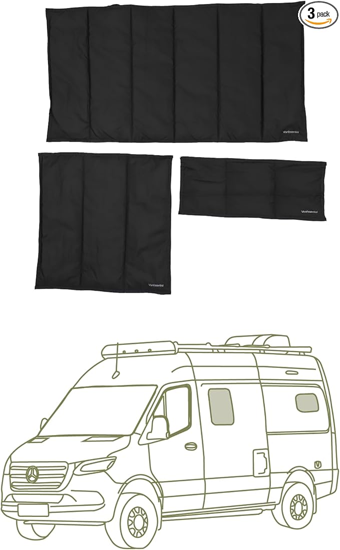 VanEssential Insulated Stealth Blackout Window Pillow Inserts Designed for Winnebago Revel, Black
