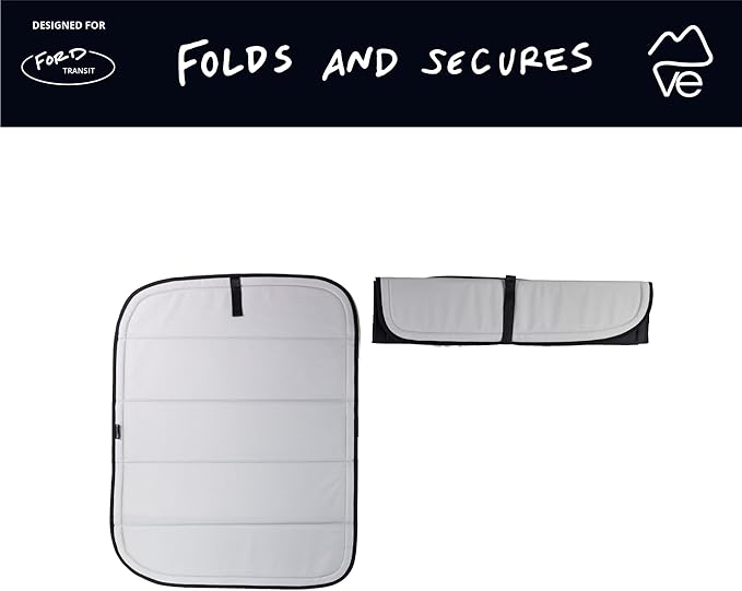 VanEssential Insulated Blackout Rear Door Window Covers Designed for Ford Transit Van High and Medium Roof Year 2015 to Current with NO Plastic Trim (Pair) - Cool Gray