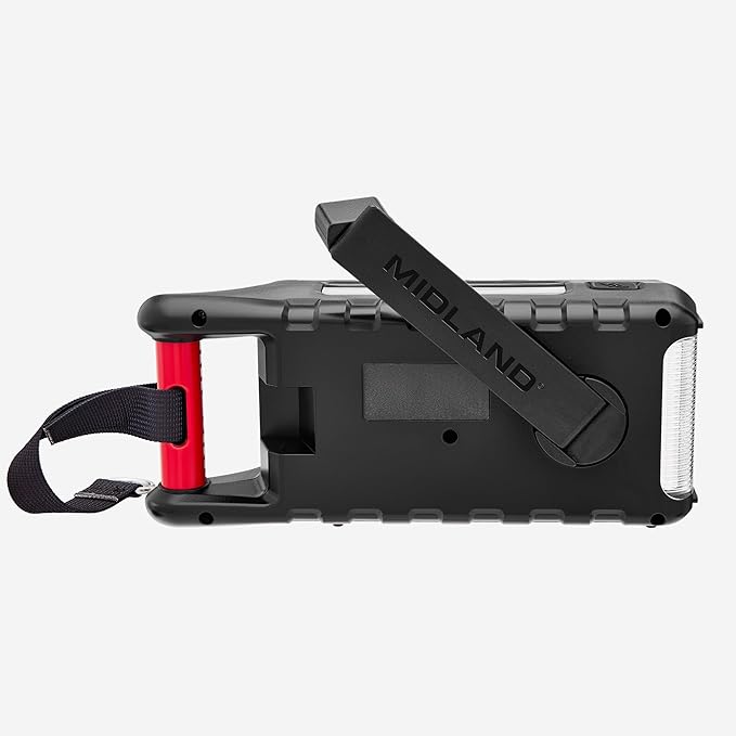Midland - ER310PRO, Portable Emergency Bluetooth Weather AM/FM Radio with 10,000 mAh Power Bank - Multiple Power Sources, SOS Flashlight, Ultrasonic Rescue Dog Siren, & NOAA Weather (Red/Black)