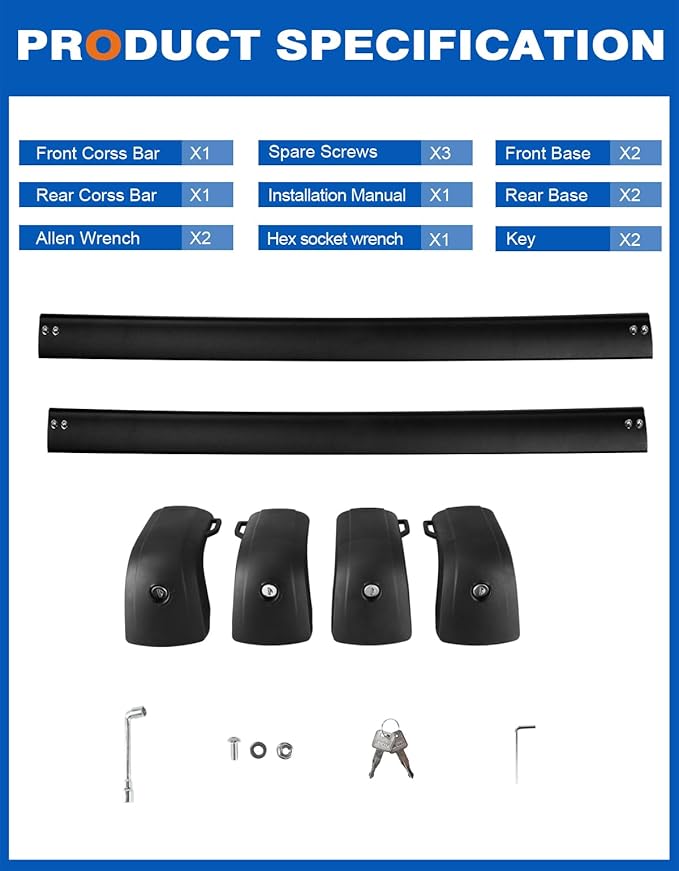 Roof Rack Cross Bars 300lbs Compatible with Lincoln Aviator 2019 2020 2021 2022 2023 2024 2025 2026,Heavy Duty Aluminum Lockable Roof Rails Crossbars Cargo Canoe Black Rooftop Cargo Carrier Luggage.