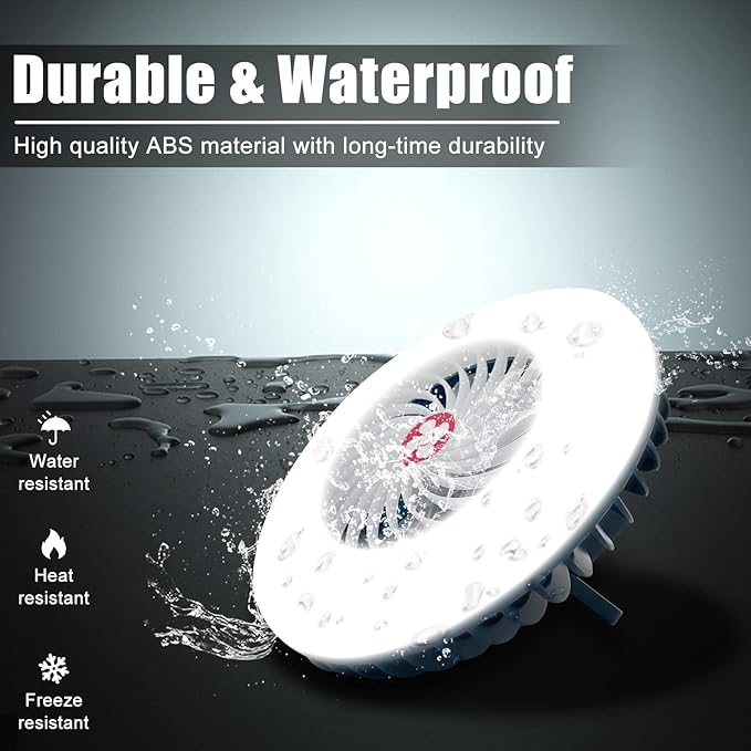 Portable Camping Fan with LED Lantern USB Rechargeable Waterproof Tent Fan with Hanging Hook Magnet Survival Kits for Indoor Outdoor Hiking Car Office Desk Outdoor Emergency Power Outage
