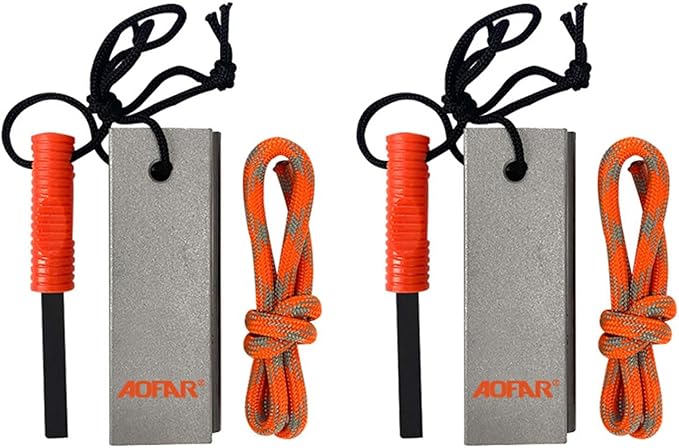 AF-374 Magnesium Fire Starter (2-Pack) - Waterproof Fire Steel Survival Kit for Camping, Hiking, Hunting & Backpacking