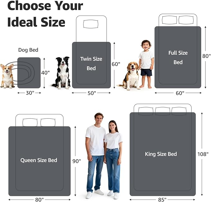 LOOBANI Waterproof Dog Blanket for Couch: Reversible Flannel Bed Blanket for Medium Large Dogs Liquid Proof, Soft Throw Blanket Couch Cover Protector for Sofa, Crate, Travel, 50" x 60", Black & Beige