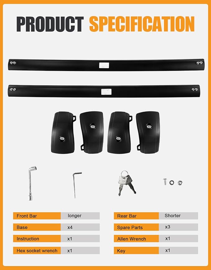 KINGGERI 300lbs Roof Rack Cross Bars Compatible with 2019-2023 Hyundai Santa Fe & Santa Fe Hybrid, Lockable Anti-Theft Aluminum Roof Rails Crossbars Cargo Carrier Bag Black
