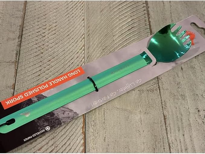 TOAKS Titanium Long Handle Spork with Polished Bowl (Green)