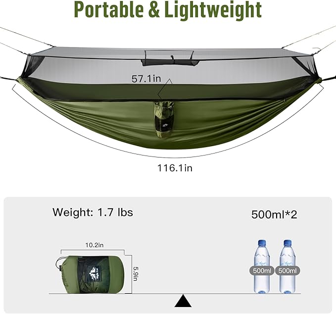 Night Cat Camping Hammock for 1 Person: Portable Hammock with Mosquito Net Lightweight for Backpacking Outdoor