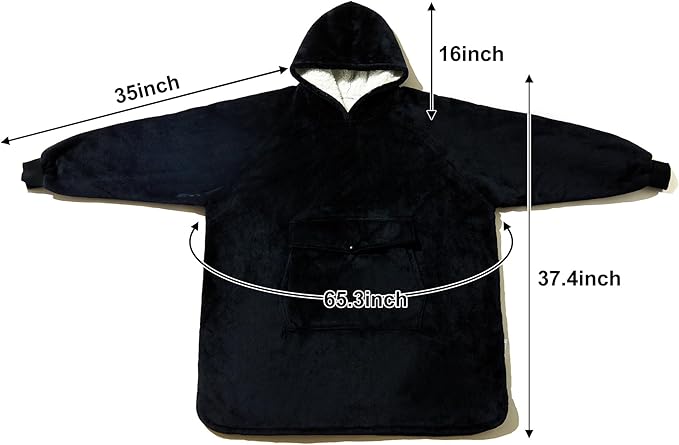 Krifey Wearable Blanket Hoodie for Men, Oversized Sherpa Fleece Sweatshirt with Giant Pocket, Cozy Birthday Gifts for Him