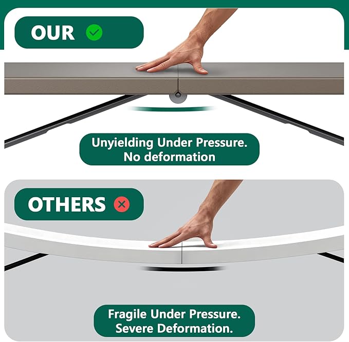 6ft Folding Table, Foldable Picnic Table Portable Table for Indoor Outdoor Use Heavy Duty Plastic Table Camping Table with Carry Handle for Party, BBQ, Khaki